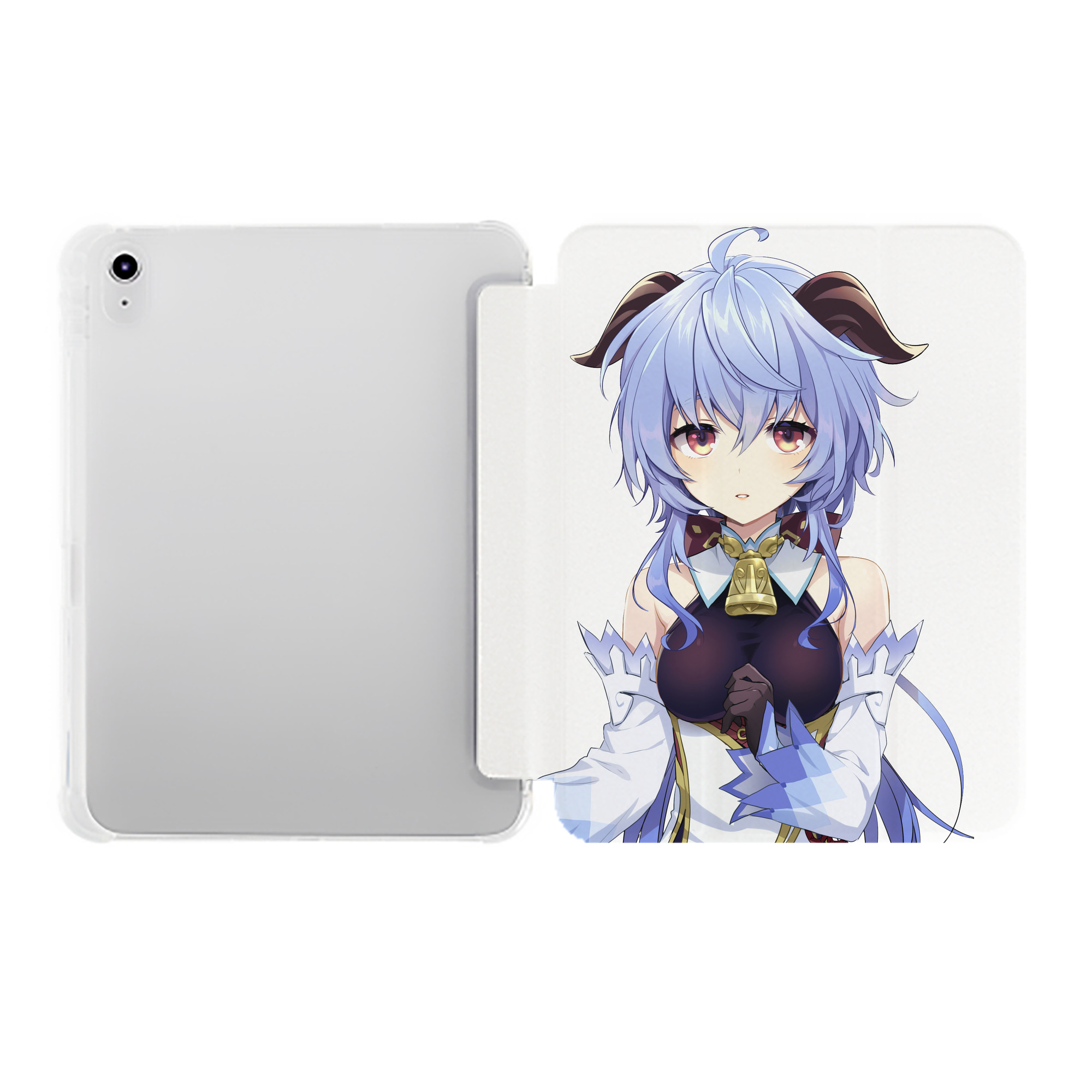 げんし神 甘雨 かんう genshin Ganyu IPad ケース ペン収納付き 三つ折りスタンド PUレザー×シリコン 対応機種9.5/10.5/10.9インチ